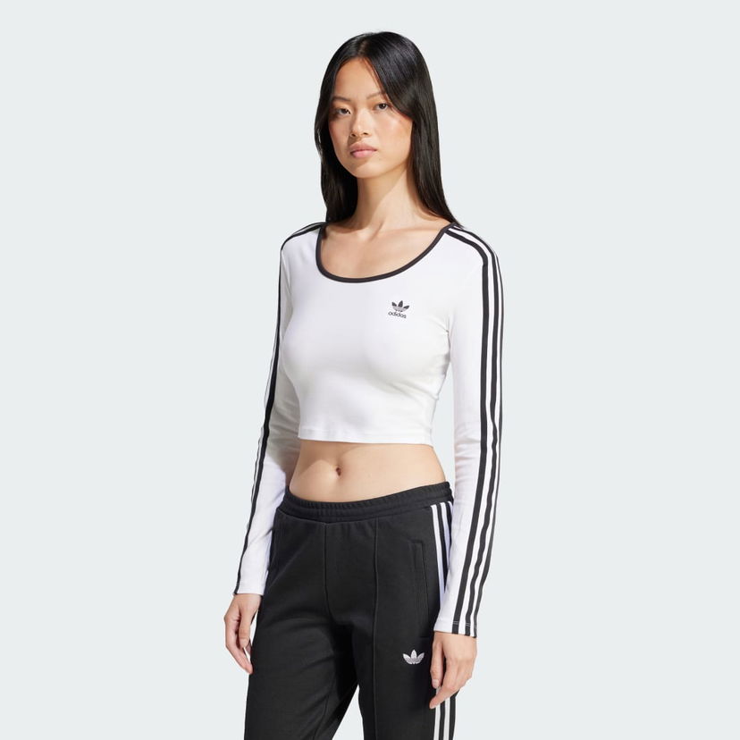 Crop top adidas Performance Adicolor 3-Stripes Crop Long Sleeve Top Hvid | JD4625