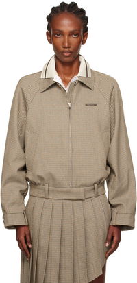 Polo Collar Micro Checked Zip Jacket