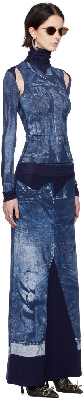 Nederdel Jean Paul Gaultier Gaultier Trompe L'oeil Maxi Dress Blå | 23/15-F-RO068-J530-5950, 1