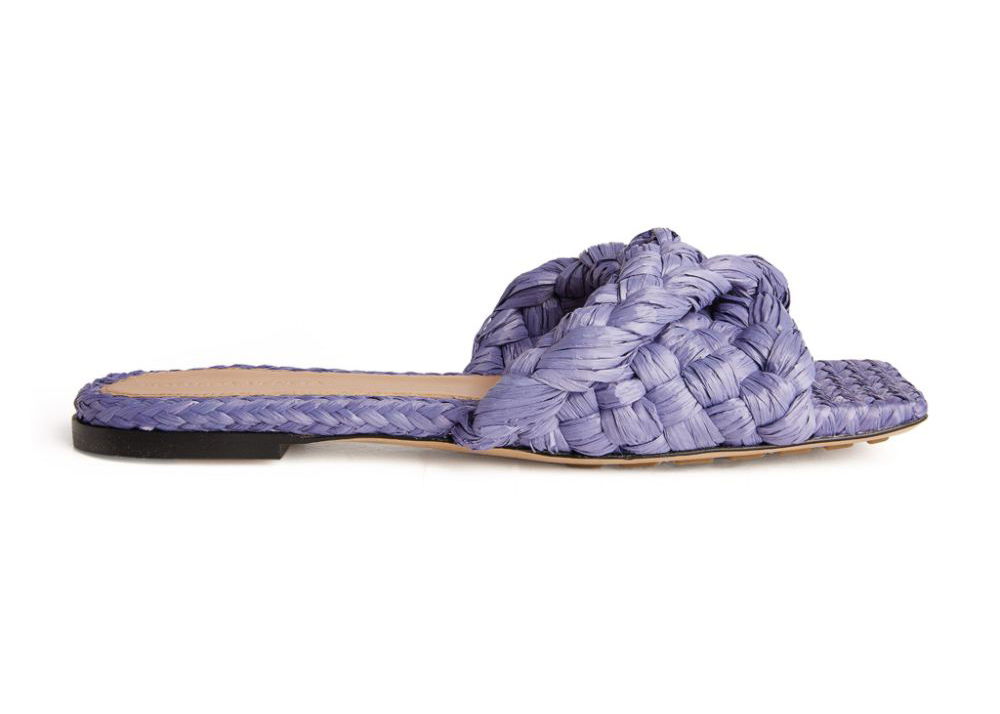 Sneakers og sko Bottega Veneta Raffia Stretch Flat Sandals Lilla | 651860V0GM05176, 0