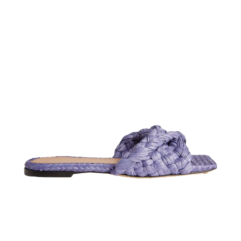 Sneakers og sko Bottega Veneta Raffia Stretch Flat Sandals Lilla | 651860V0GM05176