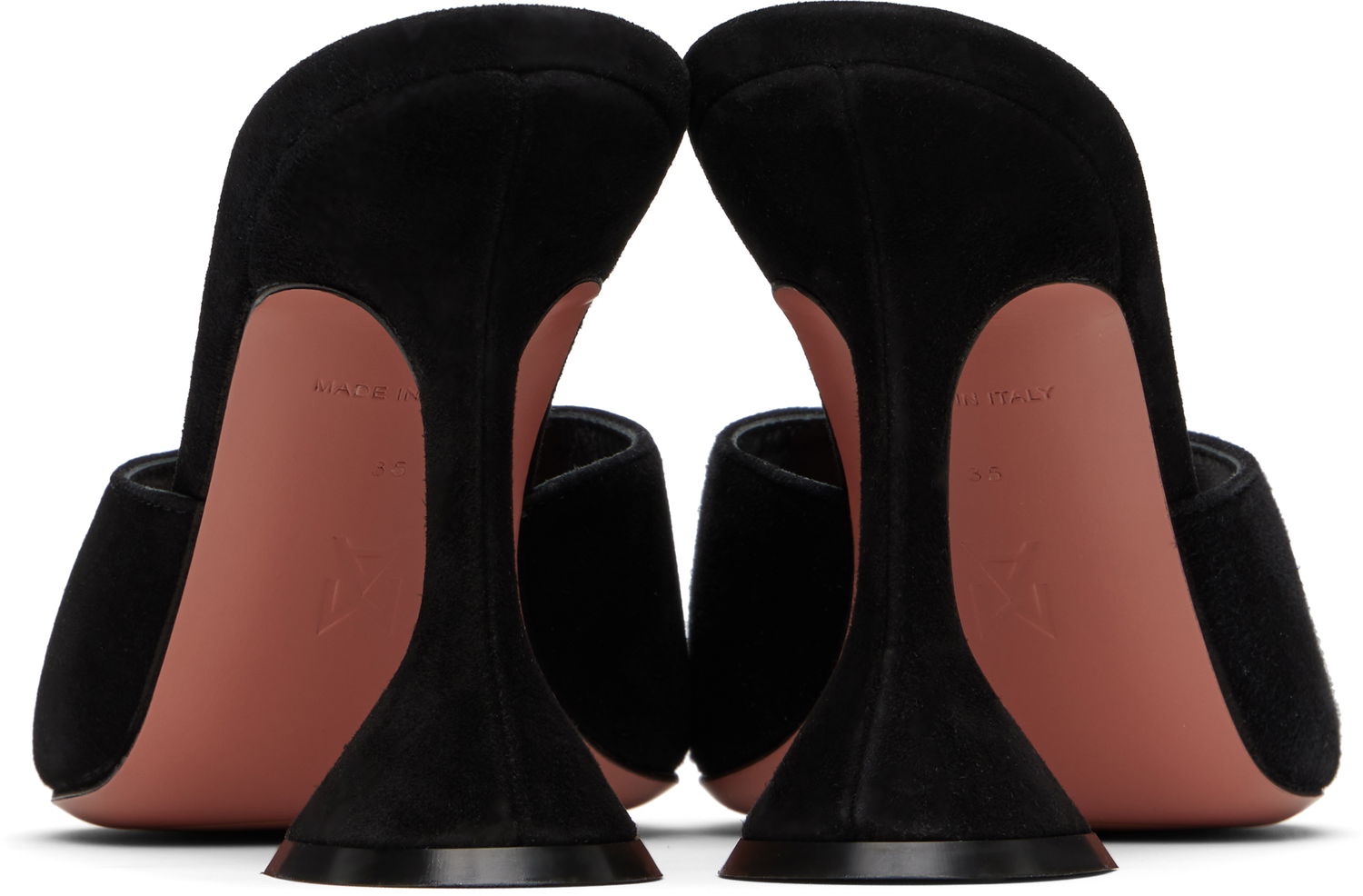 Skopleje Amina Muaddi Amina Muaddi Lupita Suede Heeled Sandals Sort | LUPITA SLIPPER CL SUEDE, 1