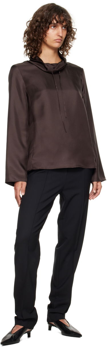 Skjorte Loulou de Saison Loulou de Saison Cyna Silk Cowl Neck Blouse Brun | CYNA, 3