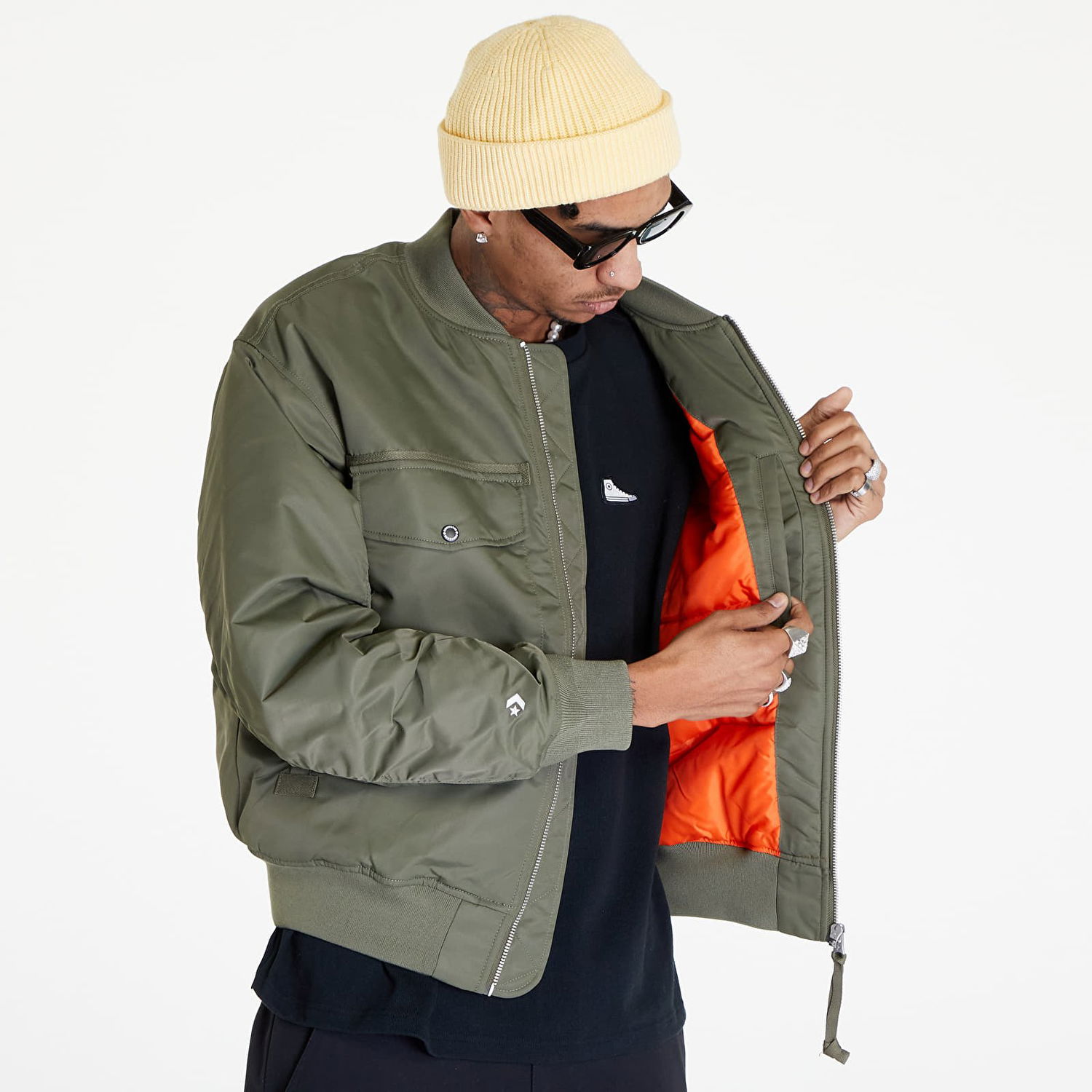 Bomberjakke Converse Military Pack Ma-1 Bomber Jacket Grøn | 10023761-A01, 1