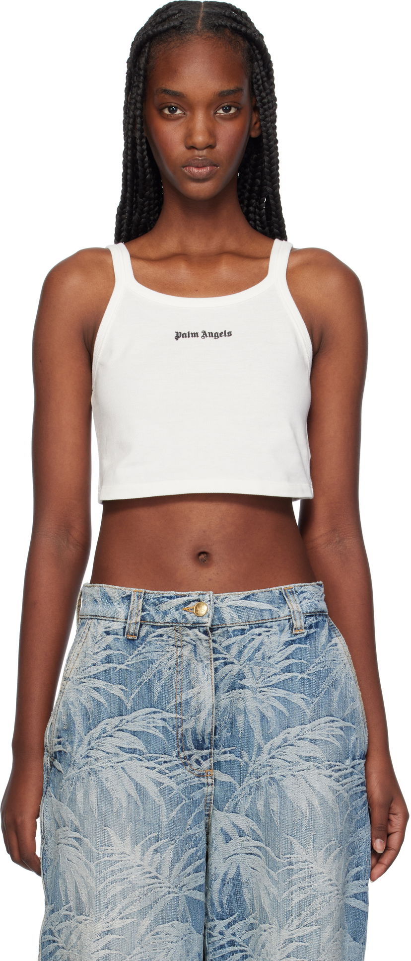 Tanktop Palm Angels Logo Tank Top Hvid | PWAD060C99FAB0020310