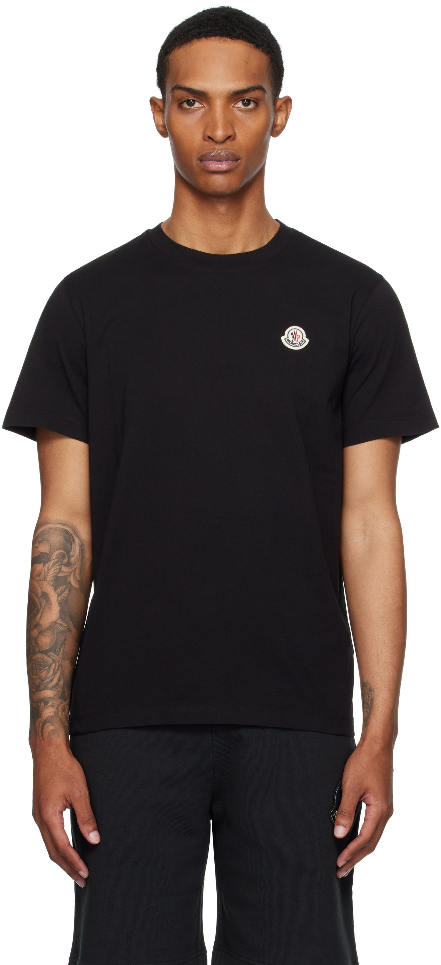 T-shirt Moncler Moncler Logo Patch Cotton T-Shirt Sort | K20918C00033829H8, 0