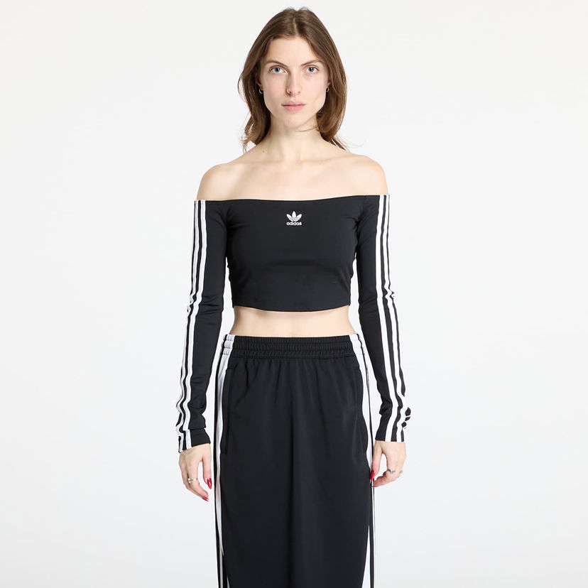 Crop top adidas Originals Off Shoulder Long Sleeve Crop Top Sort | JD0274