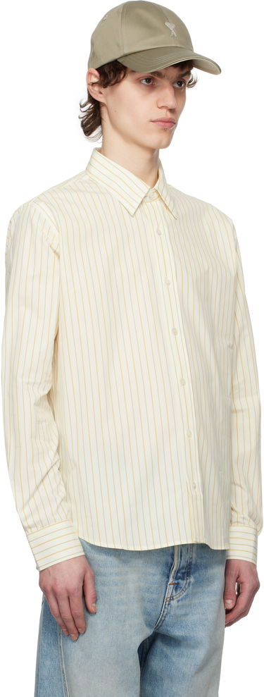 Skjorte AMI AMI Paris Classic Striped Shirt Gul | HSH051.CO0109, 1