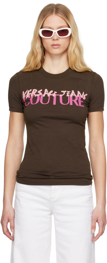 T-shirt Versace Versace Jeans Couture Institutional Logo T-Shirt Brun | E78HAHE06_ECJ02E, 0