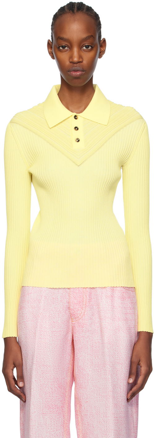 Polo skjorte Bottega Veneta Paneled Polo Gul | 777583 V3N70, 0