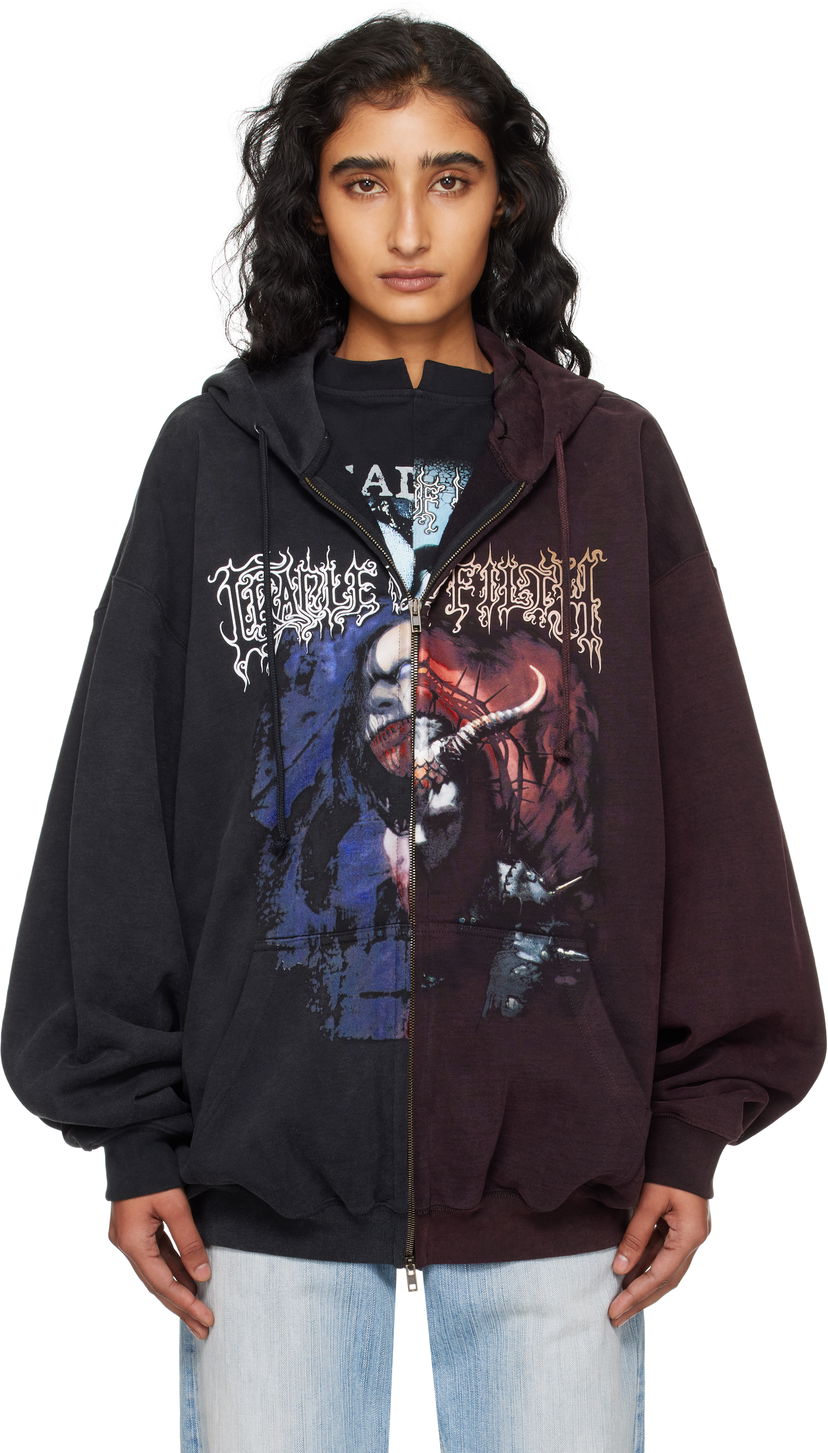 Sweatshirt VETEMENTS Vetements Cradle of Filth Oversized Zip-Up Hoodie Sort | UCF76ZU900BR