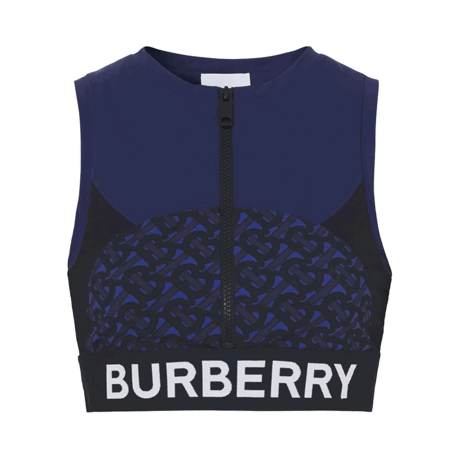 Crop top Burberry Tb Monogram Print Zipped Crop Top Mørkeblå | 8047656, 0