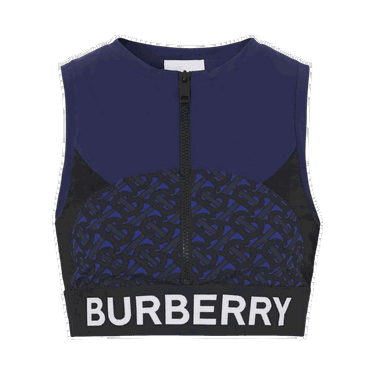 Crop top Burberry Tb Monogram Print Zipped Crop Top Mørkeblå | 8047656, 0