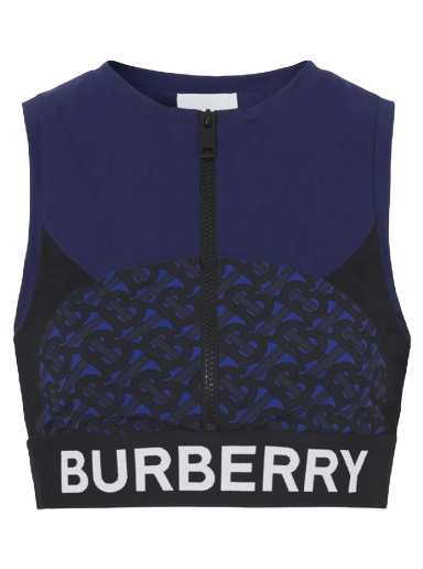 Crop top Burberry Tb Monogram Print Zipped Crop Top Mørkeblå | 8047656