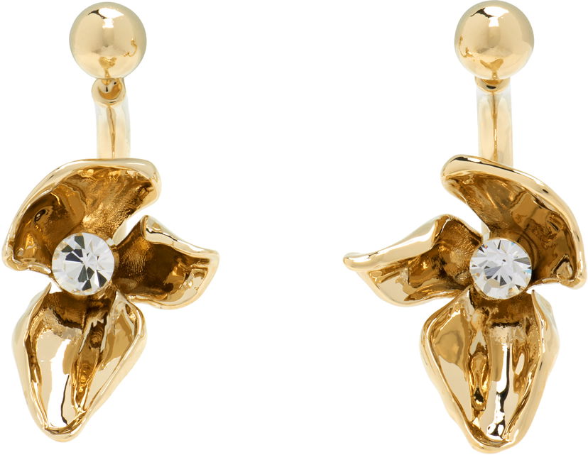 Øreringe Erdem Erdem Small Flower Half-Hoop Earrings Gul | PF25_JE19_00038003