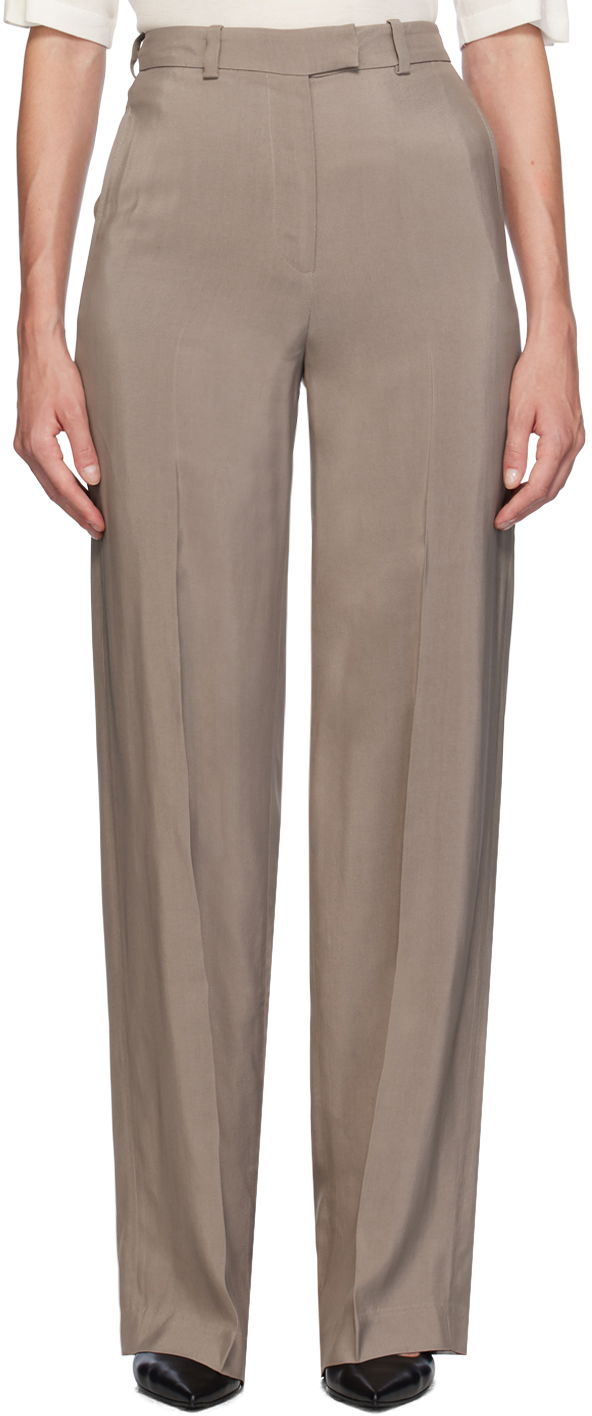 Bukser Anine Bing Anine Bing Dolan Wide-Leg Trousers Beige | A-03-3343-TPU23