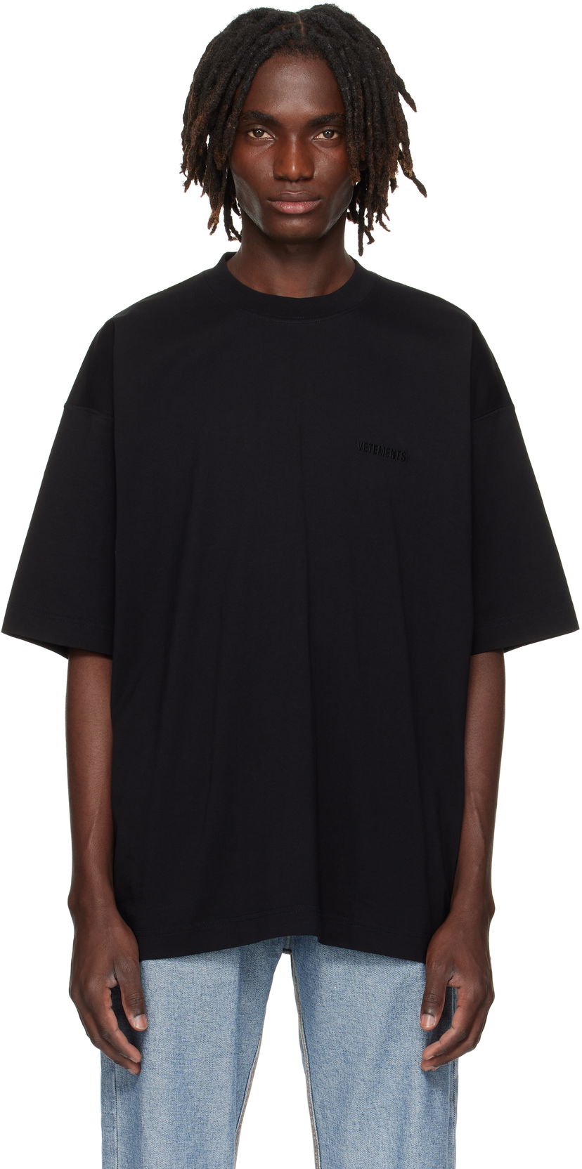 T-shirt VETEMENTS Logo Oversized T-shirt Sort | UH76TR100B