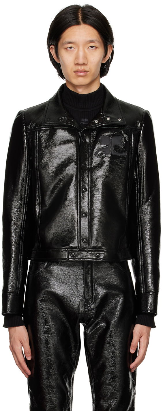 Jakke Courrèges Courrèges Crinkled Vinyl Jacket Sort | 123CBL017VY0014, 0