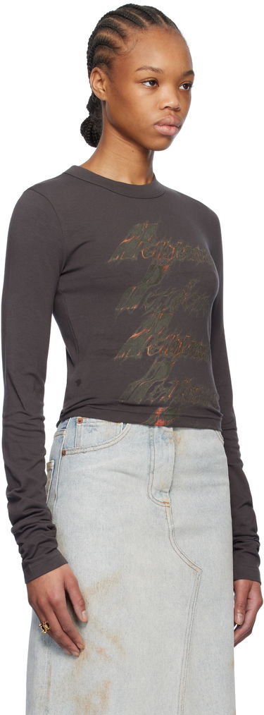 T-shirt We11done We11done Spark Graphic Long Sleeve T-Shirt Brun | WD-TT0-25-750-W-CH, 1