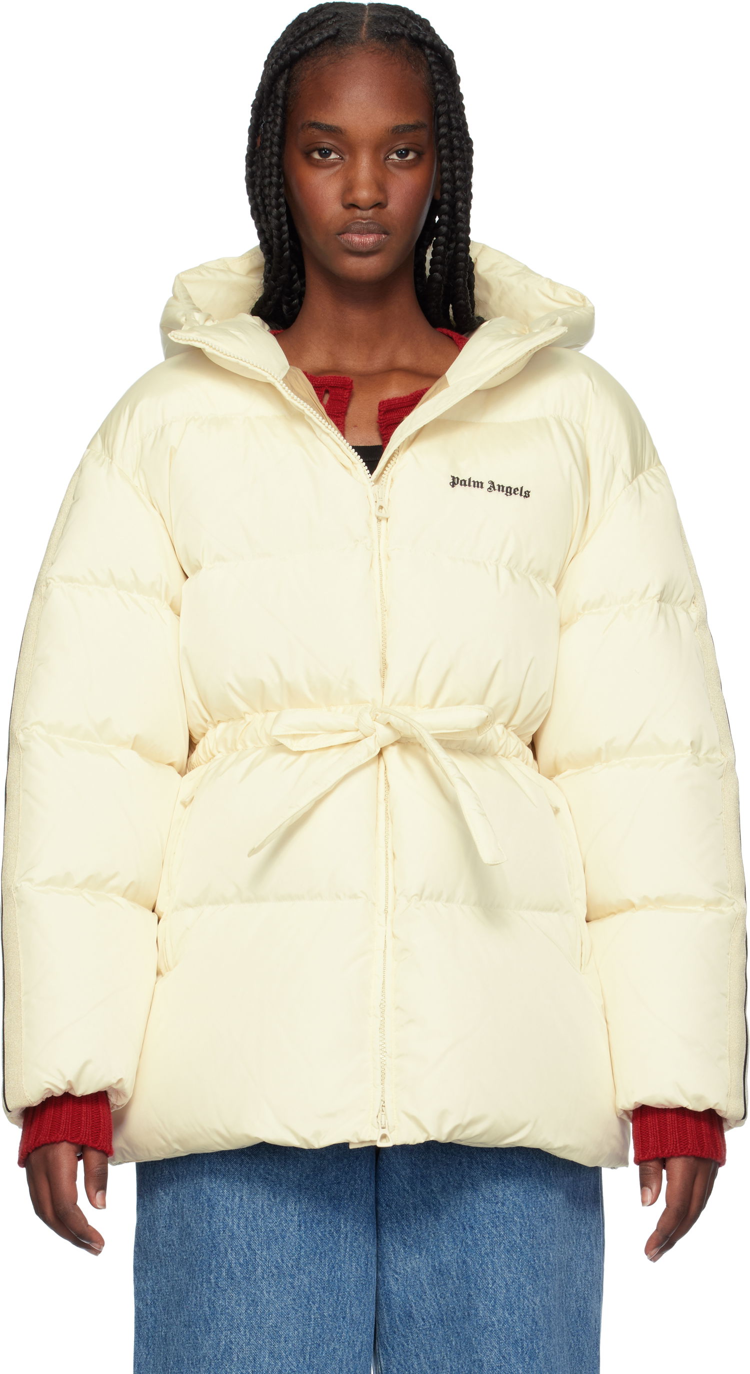 Puffer jakke Palm Angels Waist Belt Down Hvid | PWED020F24FAB0010310, 0