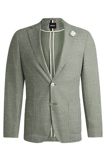 Jakke BOSS Slim-Fit Micro-Patterned Blazer Grøn | 50540742, 0