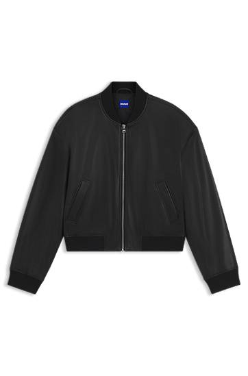 Bomberjakke BOSS Cropped Faux Leather Bomber Jacket Sort | 50542178