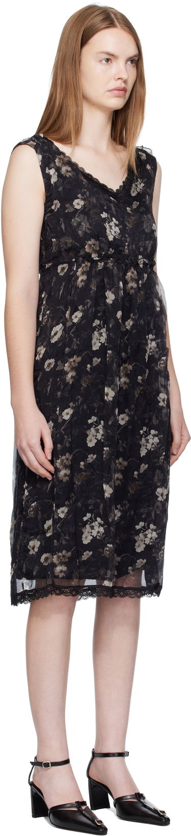 Kjole R13 R13 Sleeveless V-Neck Floral Midi Dress Sort | R13WR476-R589A, 1