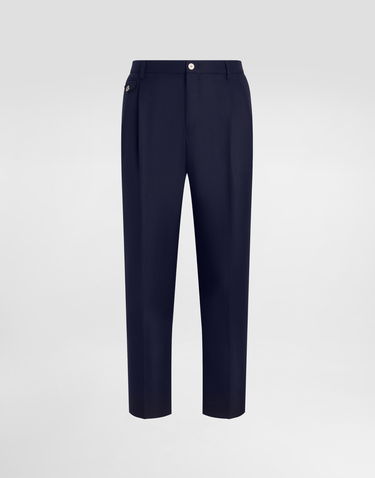 Bukser Dolce & Gabbana Dolce & Gabbana Wool Dress Pants With Double Darts Mørkeblå | GV4EETFM2GUB0665, 0