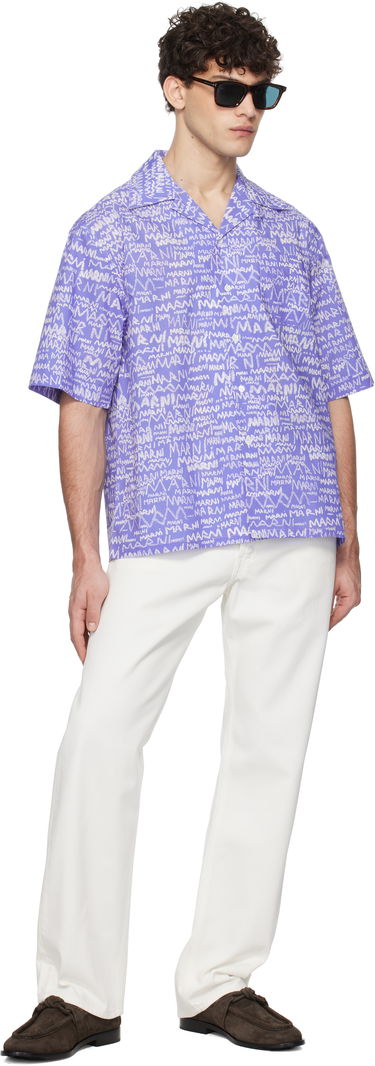 Skjorte Marni Marni Pencil Logo Short Sleeve Shirt Lilla | CUMU0213A5 UTC464, 3
