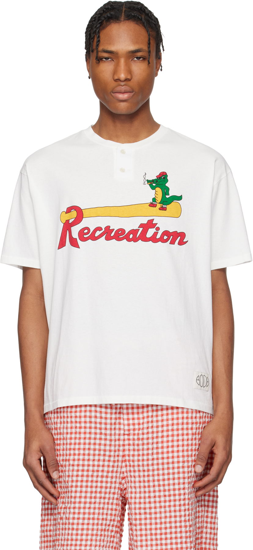 T-shirt Bode Bode Reptile Rec Henley T-Shirt Hvid | MRS25CS029