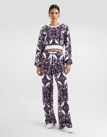 Bukser Dolce & Gabbana Dolce & Gabbana Majolica-Print Velvet Trousers Lilla | FTCYYTHJMP9S8354, 1