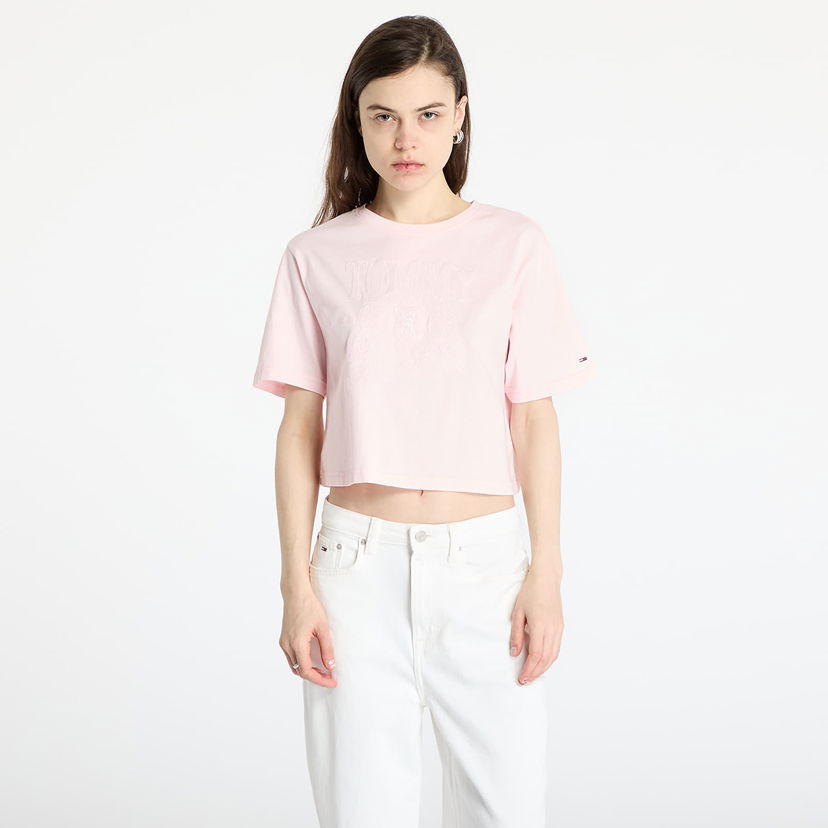 Crop top Tommy Hilfiger Tommy Jeans Relaxed Tonal Crew T-Shirt Lyserød | DW0DW20326 TH3