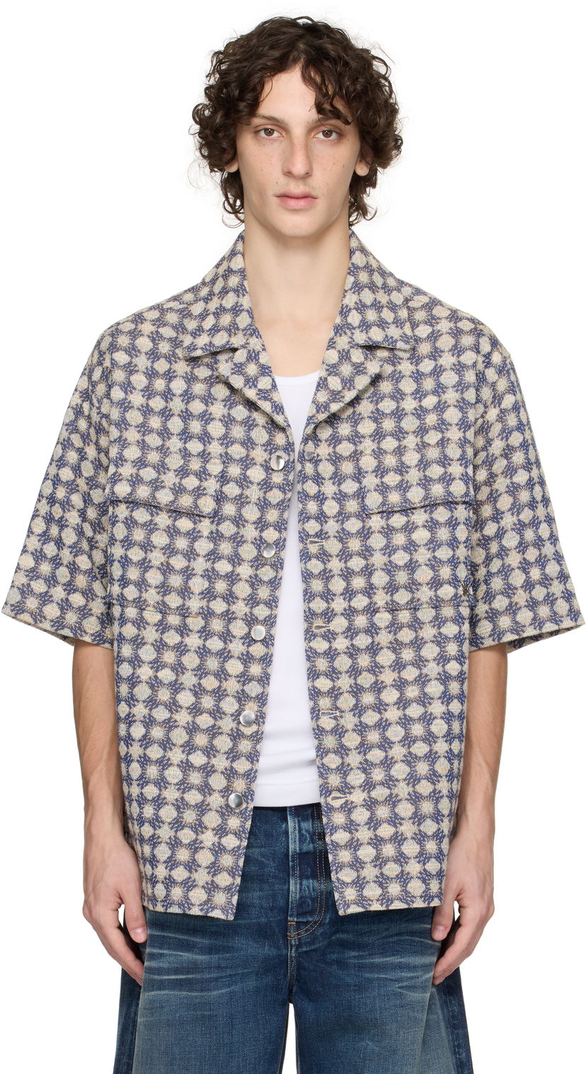 Skjorte AMIRI AMIRI MA Quad Boucle Camp Shirt Blå | AMSTCA1144