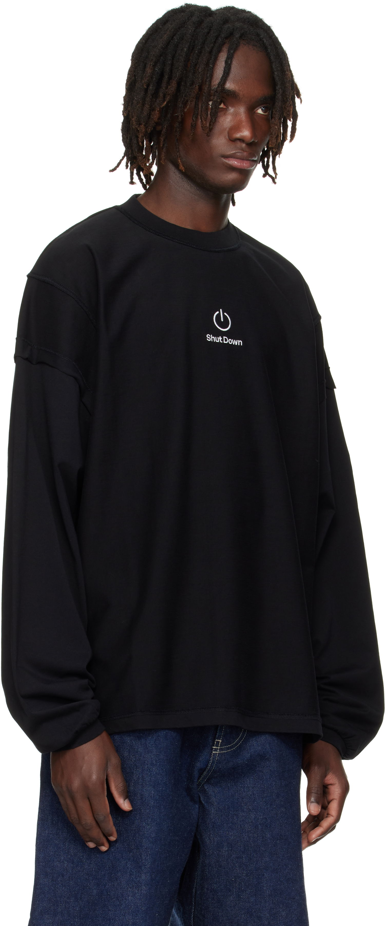 Sweatshirt VETEMENTS VETEMENTS 'Shut Down' Embroidered Longsleeve Sweatshirt Sort | UH76LS790B, 1