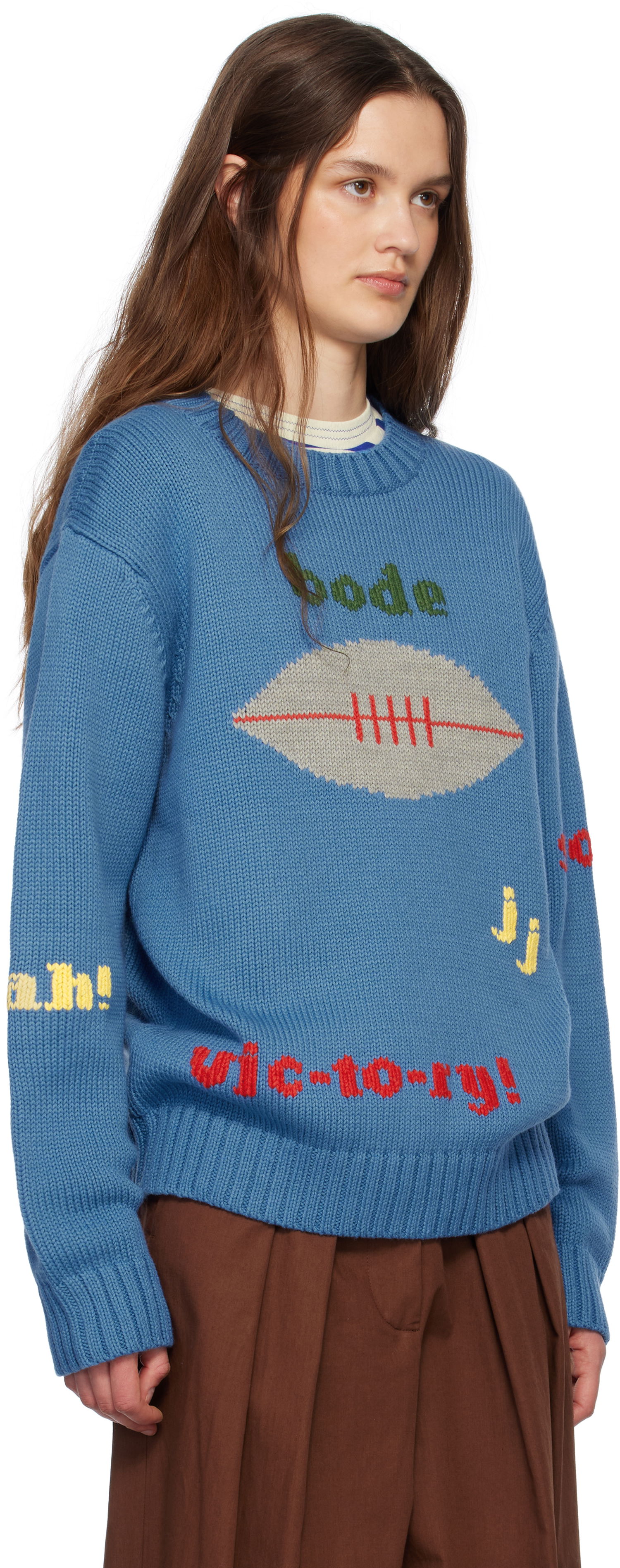 Sweater Bode Bode Spirit Intarsia Knit Sweater Blå | MRS25KT011, 1