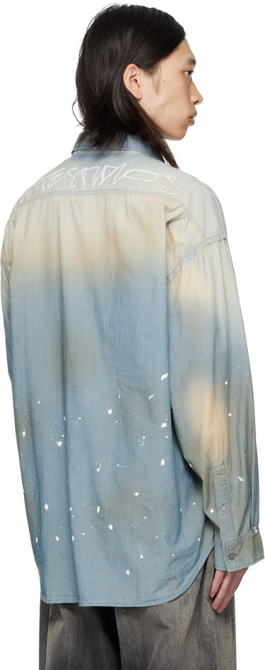 Skjorte Acne Studios Acne Studios Paint Splatter Button-Up Shirt Blå | BB0633-, 2