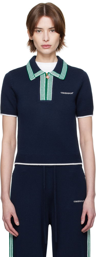 Sweater Casablanca Casablanca Knit Tennis Polo Mørkeblå | WPS25-KW-856-02, 0