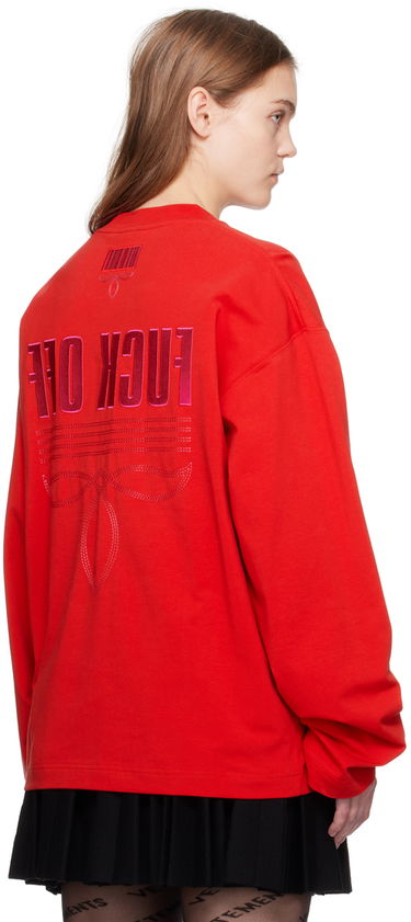 Sweatshirt VETEMENTS VTMNTS Embroidered Long Sleeve T-Shirt Rød | VL20LS120R, 2