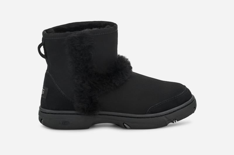 Sneakers og sko UGG Black Leather Mini Boots Sort | 1130728-BLK