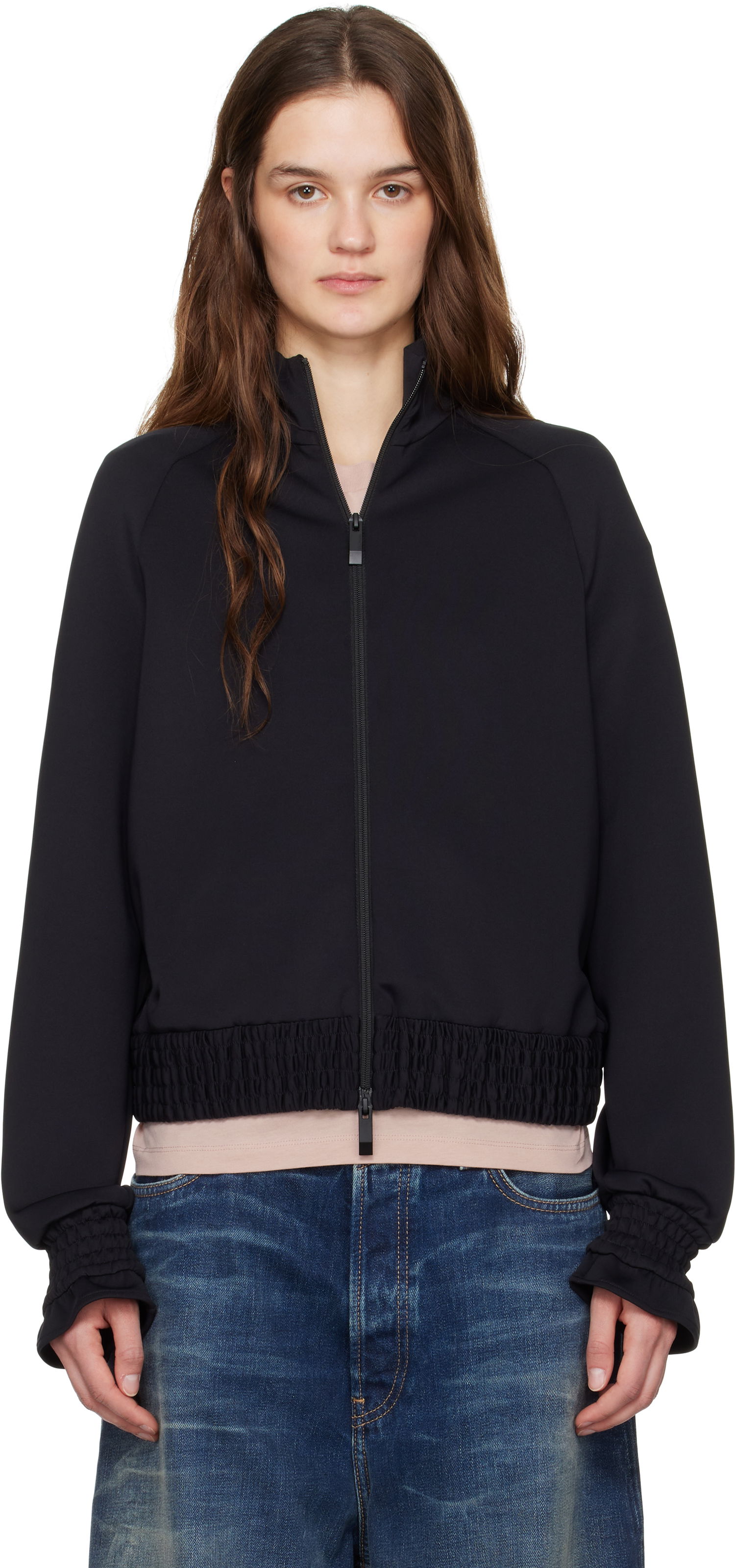Bomberjakke Moncler Moncler Neoprene Zip-Up Jacket Sort | K10938G0000789ABK, 0