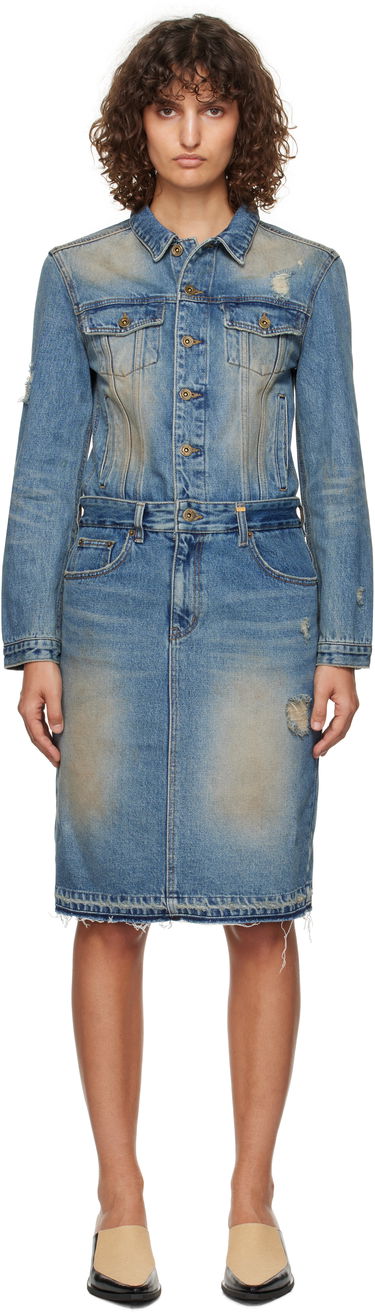 Kjole We11done We11done Washed Denim Midi Dress Blå | WD-DO3-24-304-W-BL, 0