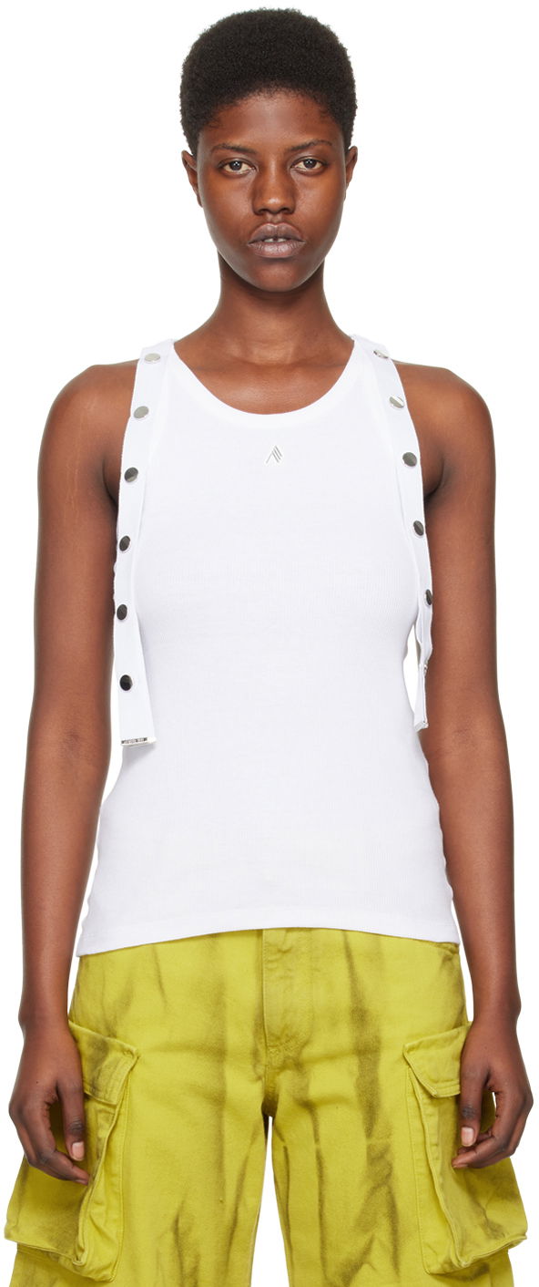 Tanktop The Attico Attico Studded Tank Top Hvid | 241WCT229 J038