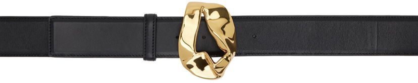 Bælter Bottega Veneta Bottega Veneta Abstract Buckle Leather Belt Sort | 776343 VCP31