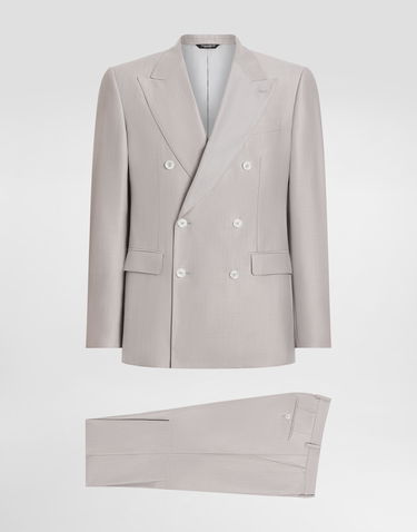 Træningsdragt Dolce & Gabbana Dolce & Gabbana Deconstructed Double-breasted Wool And Silk Suit Grå | GK021TFU3H1F0372, 0