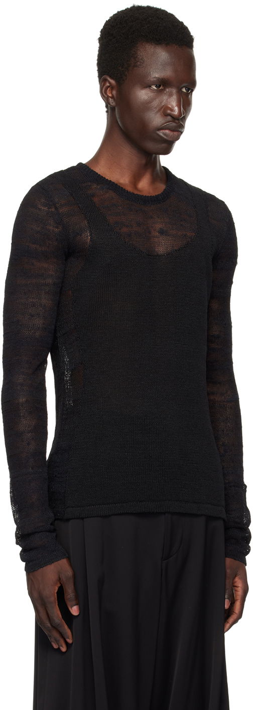 Sweater Ann Demeulemeester Ann Demeulemeester Marten Ghost Knit Sweater Sort | 2401-M-KN13-KN039-099, 1
