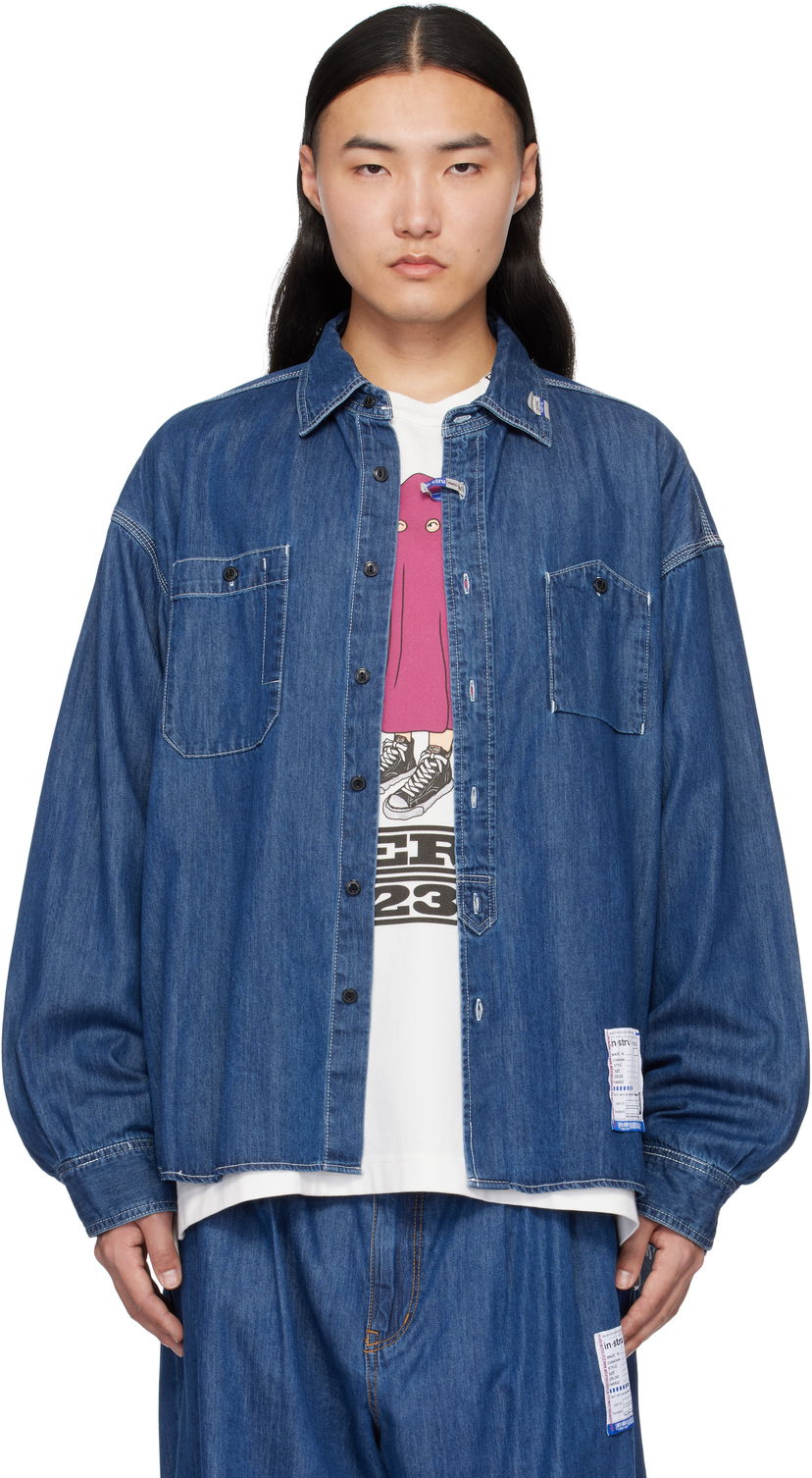 Skjorte Maison MIHARA YASUHIRO Maison MIHARA YASUHIRO Cotton Tencel Long-Sleeve Denim Shirt Blå | I12SH002