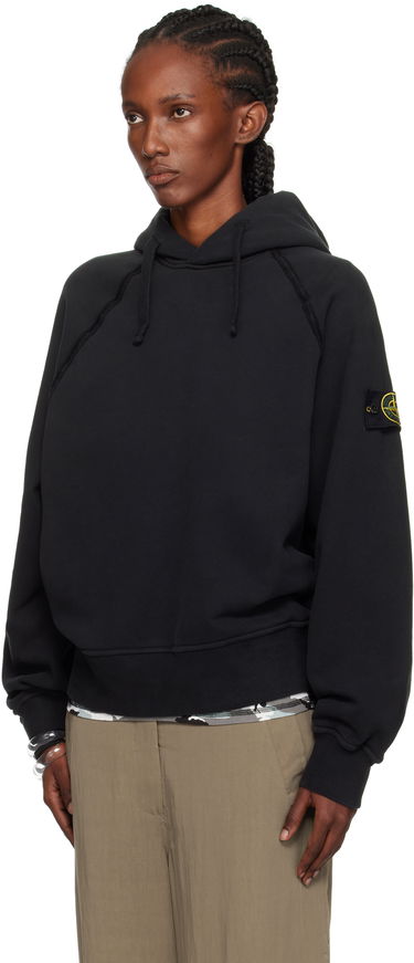 Sweatshirt Stone Island Brushed Organic Cotton Fleece Hoodie Sort | K2S15 6100023 S0A20, 3
