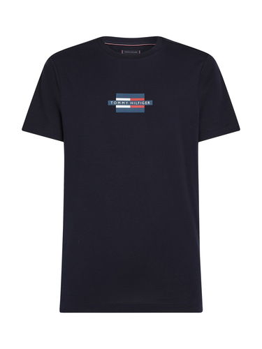 T-shirt Tommy Hilfiger Tommy Hilfiger Flag Box T-Shirt Mørkeblå | MW0MW38636DW5, 4
