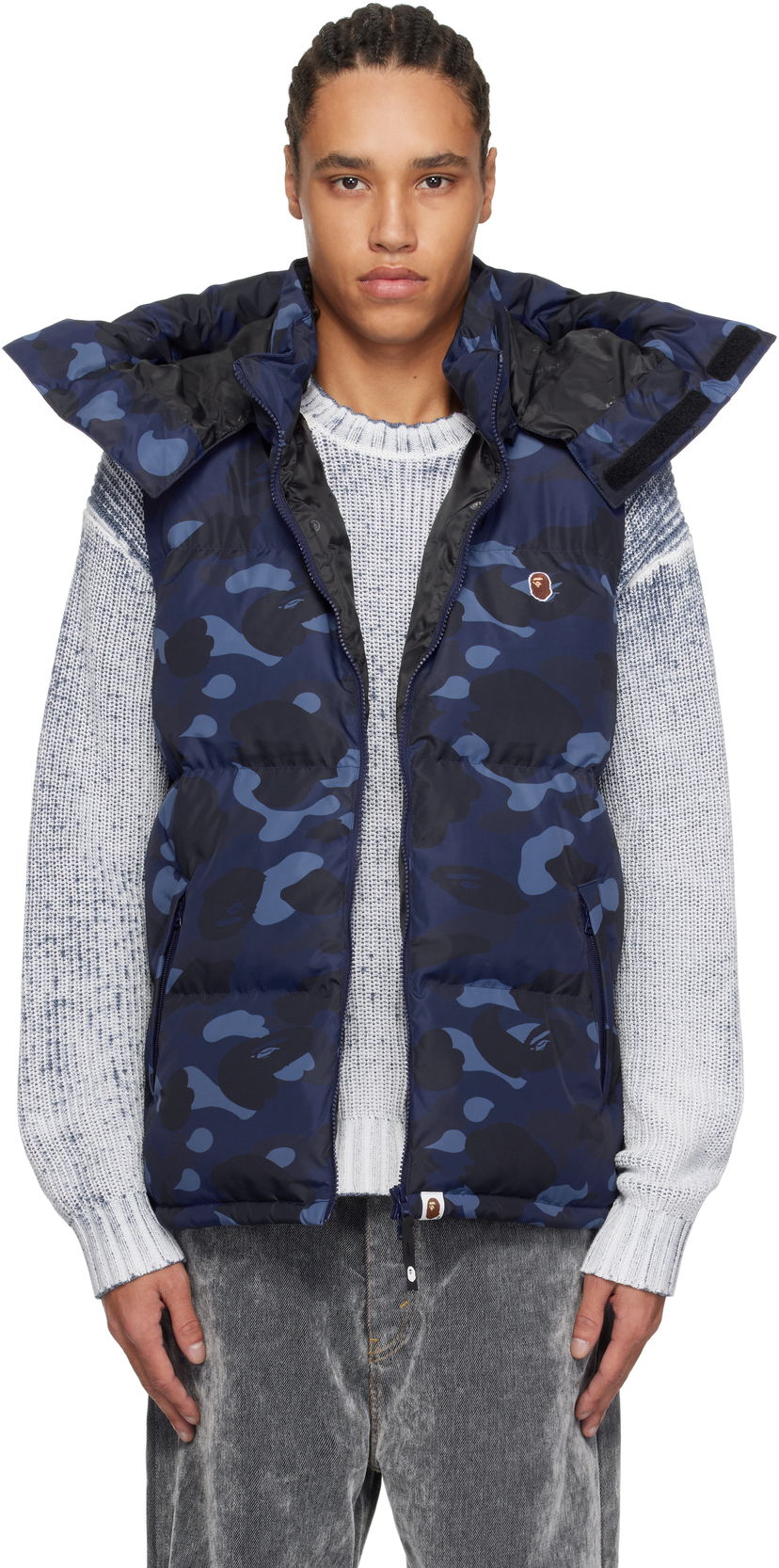Vest BAPE A Bathing Ape Camo Down Vest Blå | 001DNK801005M