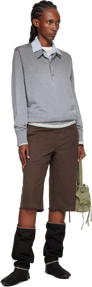 Polo skjorte Acne Studios Acne Studios Layered Silk Polo Grå | A60591-, 3